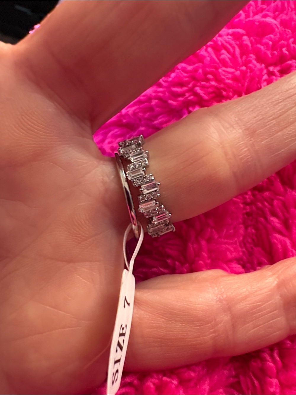 Silver Rings with white Cubic Zirconia stones. Both fit well together
So Pretty! - Picture 9 of 12